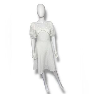 NWT Mariella Burani White Puff Sleeve Dress